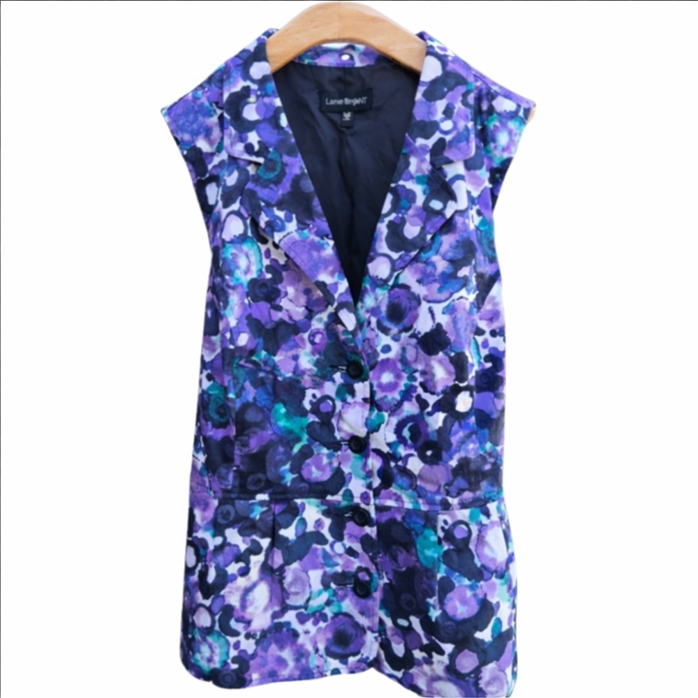 Lane Bryant BELTED Floral Top Size 28 Plus Size Statement Blouse Sping Chic